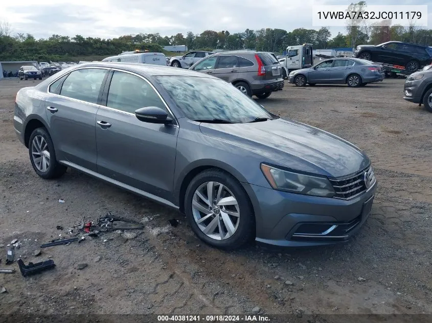 2018 Volkswagen Passat 2.0T Se VIN: 1VWBA7A32JC011179 Lot: 40381241