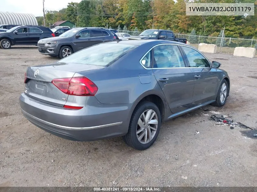 2018 Volkswagen Passat 2.0T Se VIN: 1VWBA7A32JC011179 Lot: 40381241