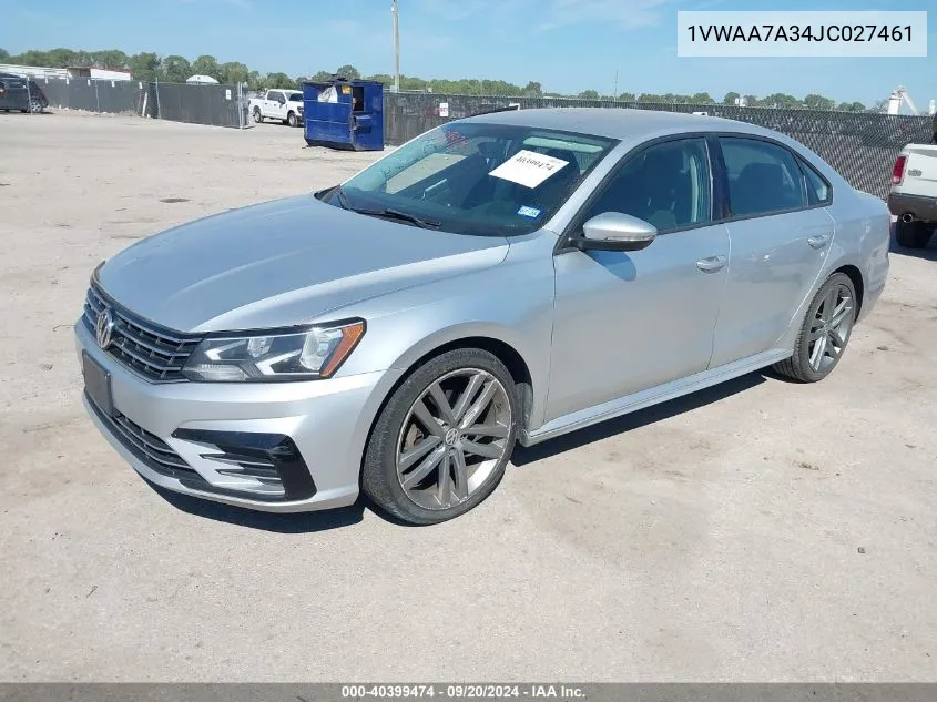 2018 Volkswagen Passat 2.0T R-Line/2.0T S VIN: 1VWAA7A34JC027461 Lot: 40399474