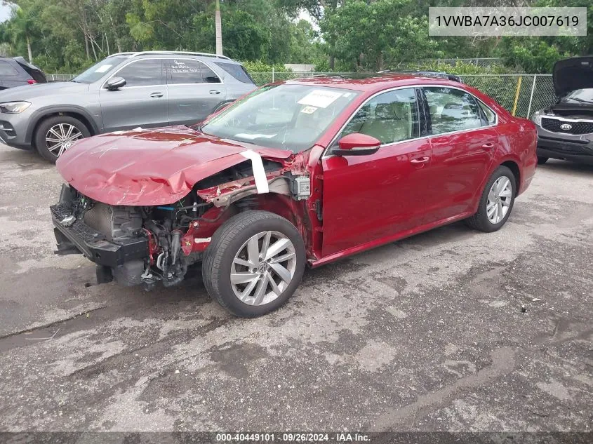 2018 Volkswagen Passat Se VIN: 1VWBA7A36JC007619 Lot: 40449101