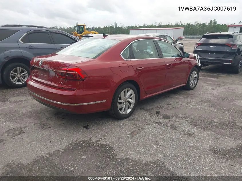 2018 Volkswagen Passat Se VIN: 1VWBA7A36JC007619 Lot: 40449101