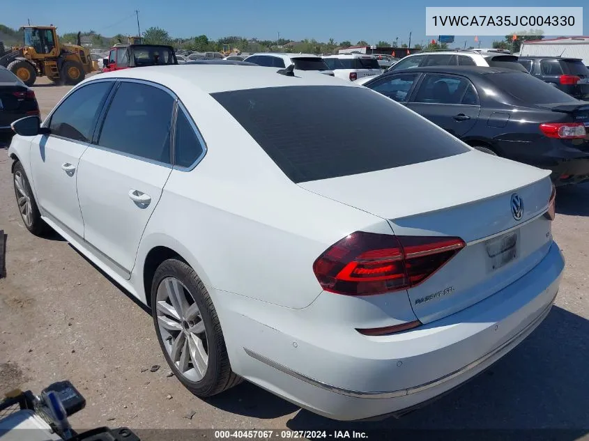 2018 Volkswagen Passat 2.0T Sel Premium VIN: 1VWCA7A35JC004330 Lot: 40457067