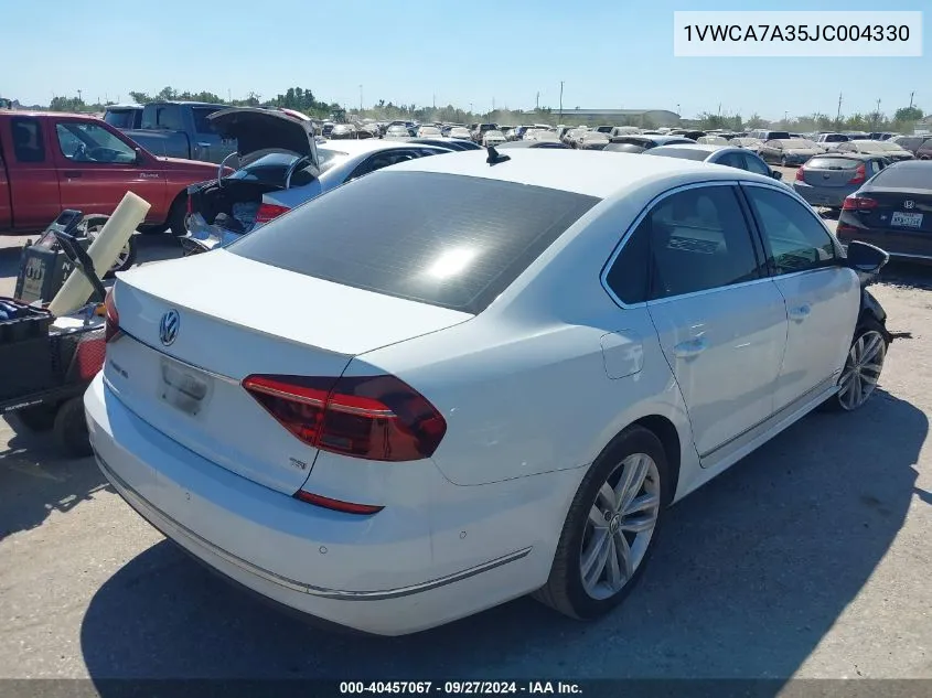 2018 Volkswagen Passat 2.0T Sel Premium VIN: 1VWCA7A35JC004330 Lot: 40457067