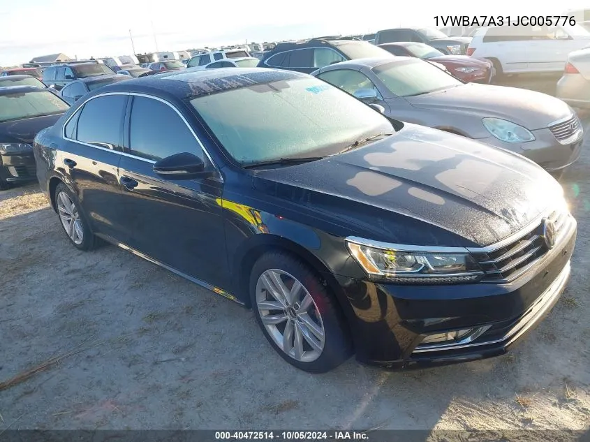 1VWBA7A31JC005776 2018 Volkswagen Passat Se