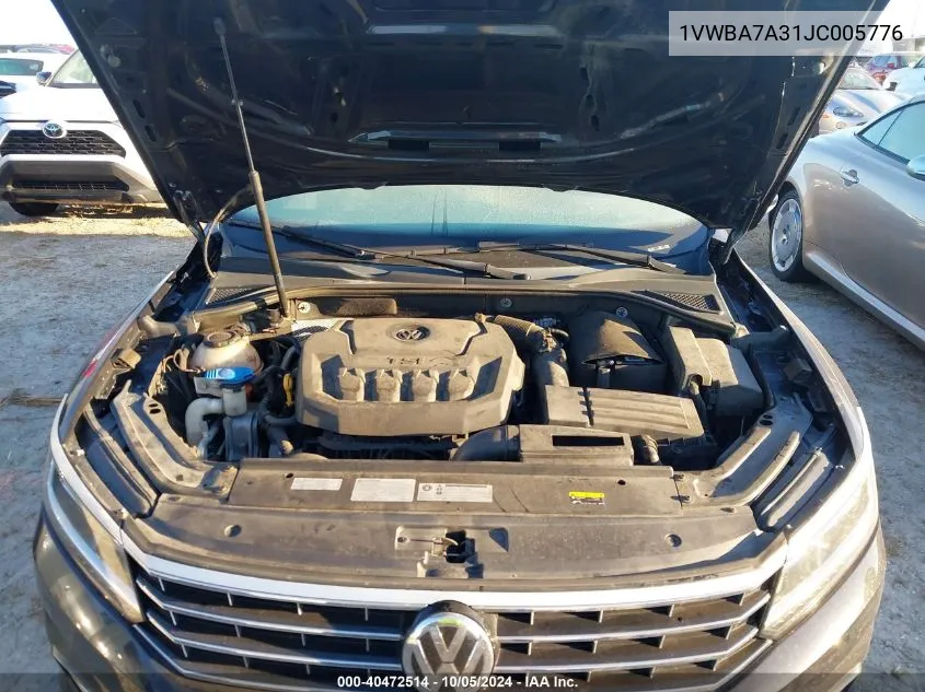 1VWBA7A31JC005776 2018 Volkswagen Passat Se