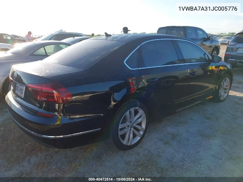 1VWBA7A31JC005776 2018 Volkswagen Passat Se