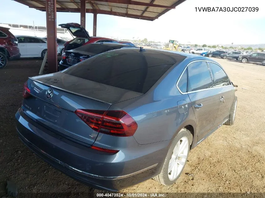 1VWBA7A30JC027039 2018 Volkswagen Passat 2.0T Se