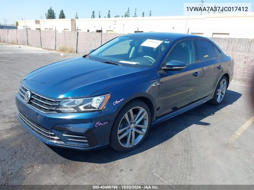 2018 Volkswagen Passat 2.0T R-Line/2.0T S VIN: 1VWAA7A37JC017412 Lot: 40498766