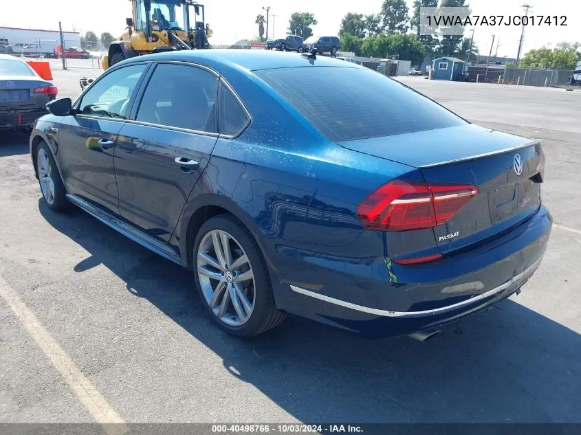 1VWAA7A37JC017412 2018 Volkswagen Passat 2.0T R-Line/2.0T S