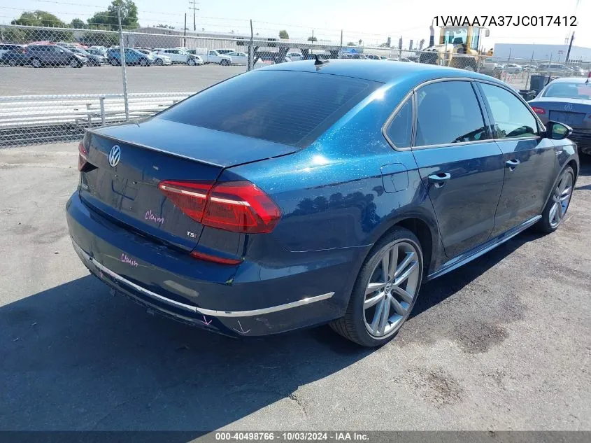 2018 Volkswagen Passat 2.0T R-Line/2.0T S VIN: 1VWAA7A37JC017412 Lot: 40498766