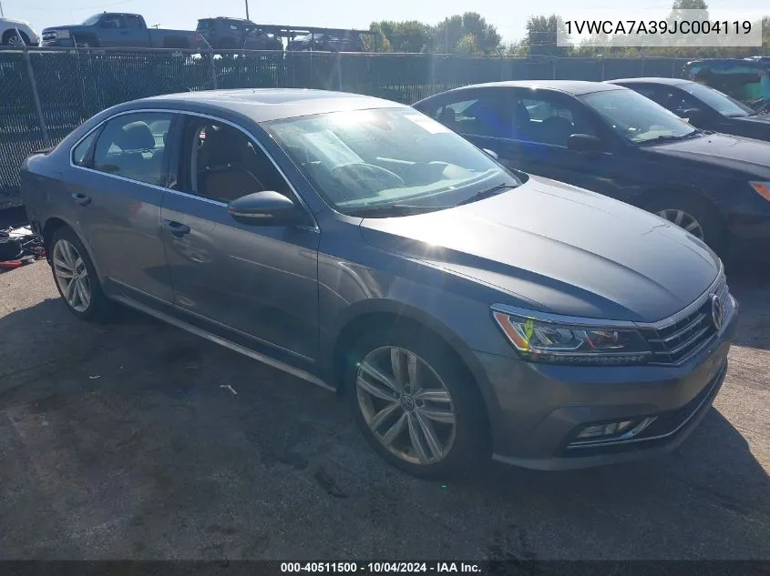 1VWCA7A39JC004119 2018 Volkswagen Passat 2.0T Sel Premium