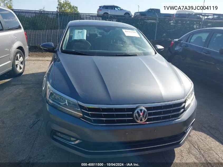 1VWCA7A39JC004119 2018 Volkswagen Passat 2.0T Sel Premium