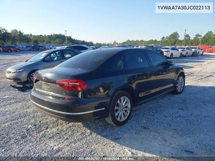 1VWAA7A30JC022113 2018 Volkswagen Passat S/R-Line