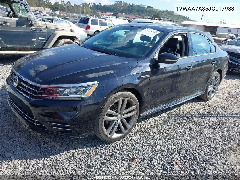 2018 Volkswagen Passat 2.0T R-Line/2.0T S VIN: 1VWAA7A35JC017988 Lot: 40541592