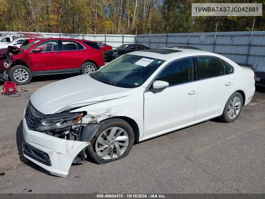 2018 Volkswagen Passat 2.0T Se VIN: 1VWBA7A37JC042881 Lot: 40604370