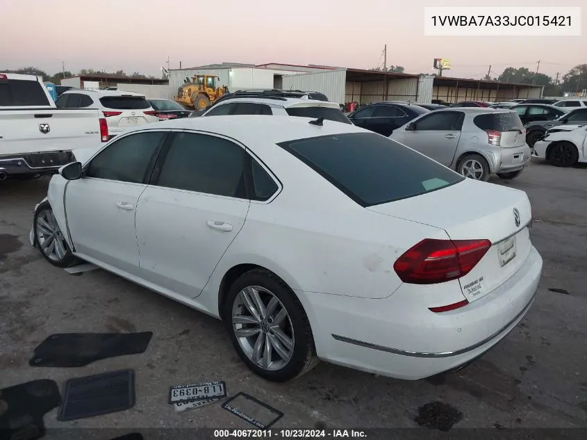 2018 Volkswagen Passat 2.0T Se VIN: 1VWBA7A33JC015421 Lot: 40672011