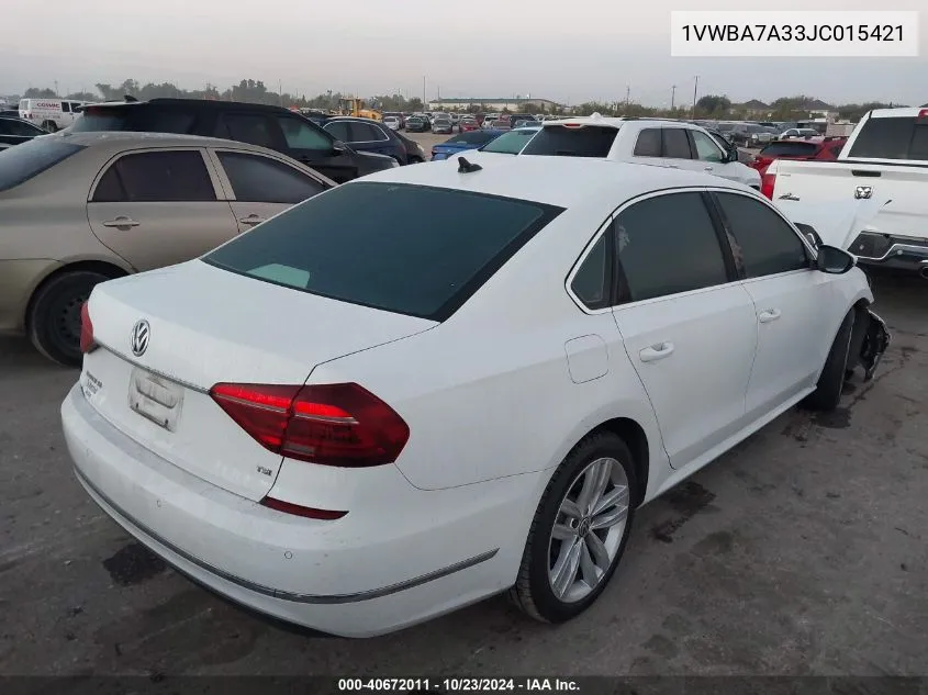 2018 Volkswagen Passat 2.0T Se VIN: 1VWBA7A33JC015421 Lot: 40672011