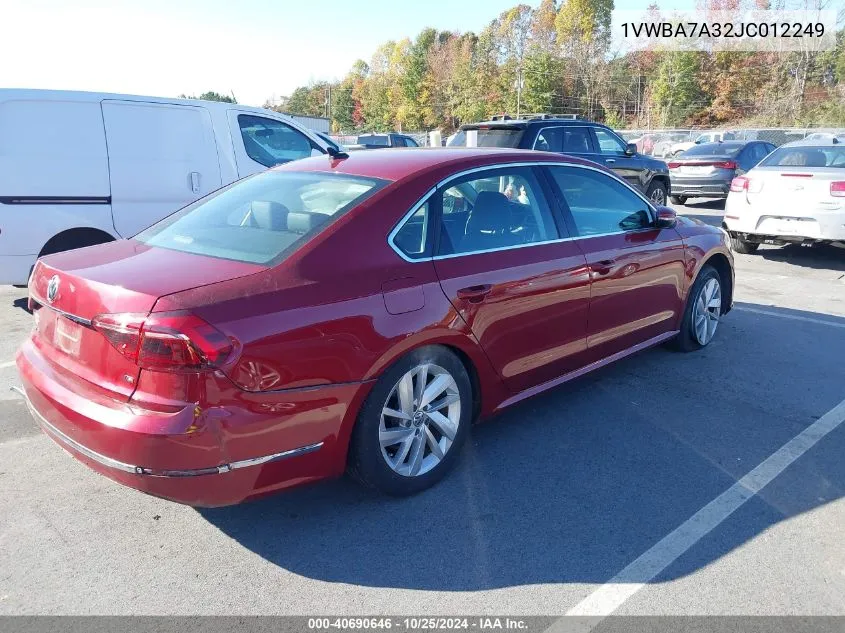 2018 Volkswagen Passat 2.0T Se VIN: 1VWBA7A32JC012249 Lot: 40690646