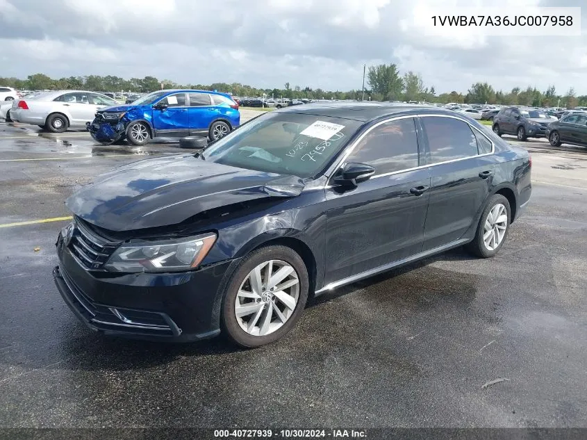 2018 Volkswagen Passat 2.0T Se VIN: 1VWBA7A36JC007958 Lot: 40727939