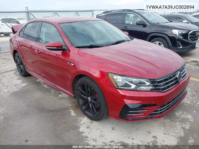 2018 Volkswagen Passat 2.0T R-Line/2.0T S VIN: 1VWAA7A39JC002894 Lot: 40739493