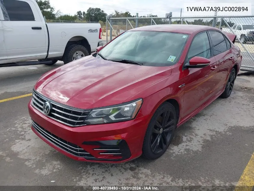 2018 Volkswagen Passat 2.0T R-Line/2.0T S VIN: 1VWAA7A39JC002894 Lot: 40739493