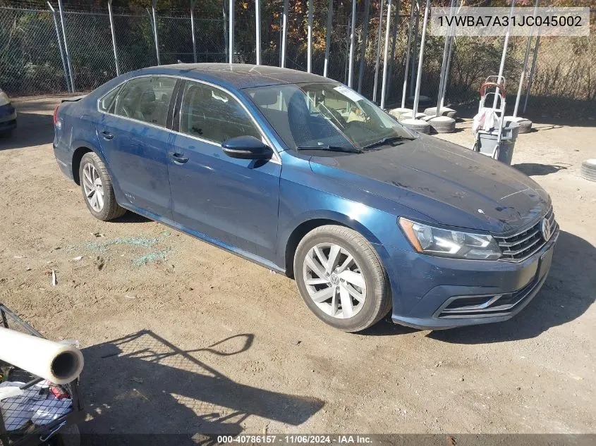 2018 Volkswagen Passat 2.0T Se VIN: 1VWBA7A31JC045002 Lot: 40786157