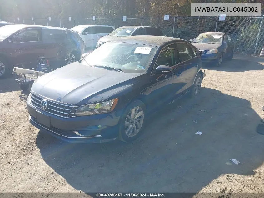 2018 Volkswagen Passat 2.0T Se VIN: 1VWBA7A31JC045002 Lot: 40786157