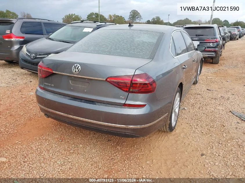 2018 Volkswagen Passat 2.0T Se VIN: 1VWBA7A31JC021590 Lot: 40793123