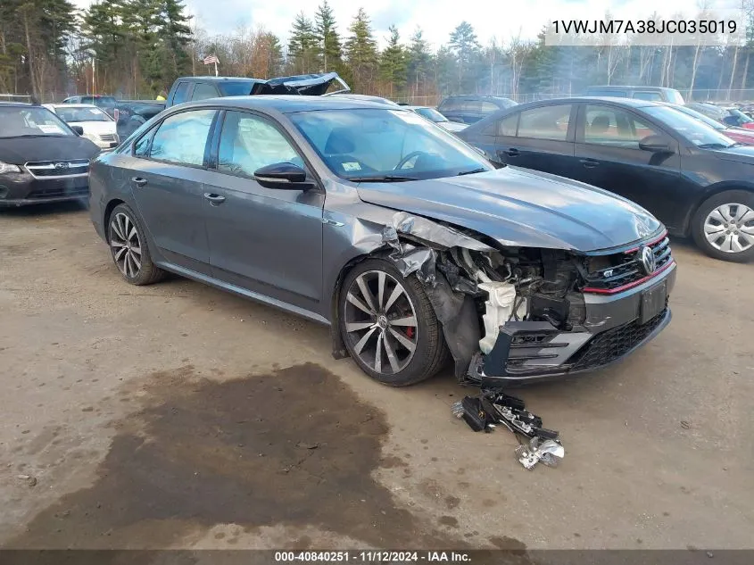 2018 Volkswagen Passat 3.6L V6 Gt VIN: 1VWJM7A38JC035019 Lot: 40840251