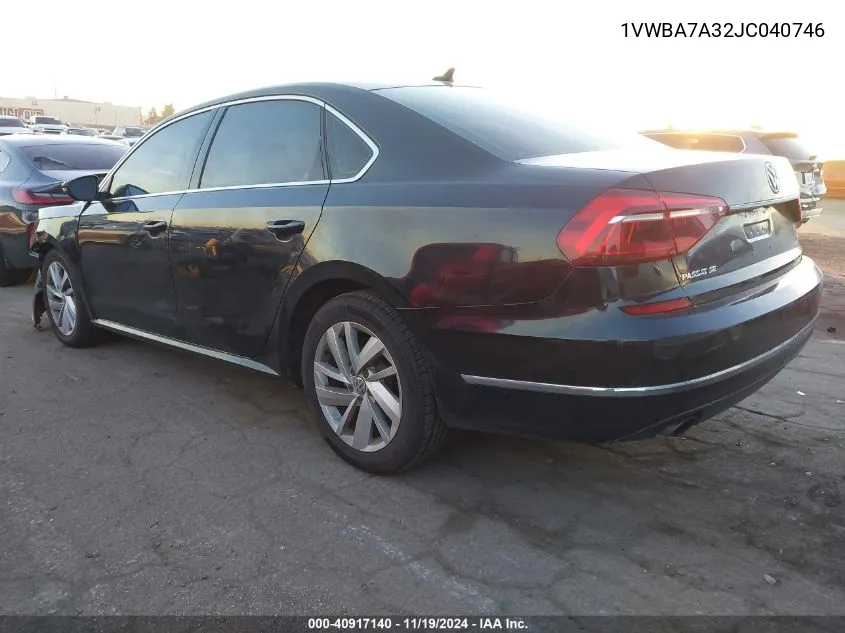 2018 Volkswagen Passat 2.0T Se VIN: 1VWBA7A32JC040746 Lot: 40917140