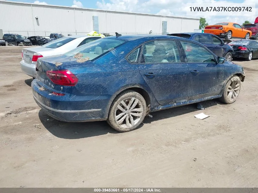 1VWLA7A37KC009742 2019 Volkswagen Passat 2.0T Wolfsburg Edition