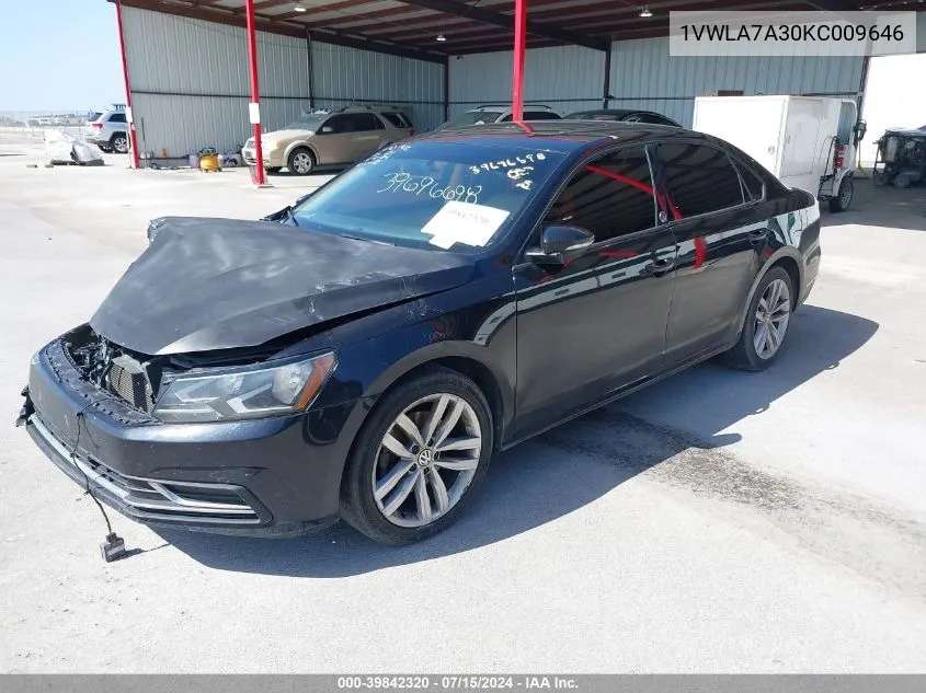 1VWLA7A30KC009646 2019 Volkswagen Passat 2.0T Wolfsburg Edition