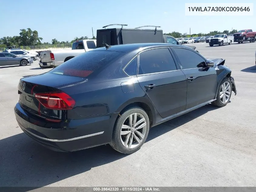 1VWLA7A30KC009646 2019 Volkswagen Passat 2.0T Wolfsburg Edition