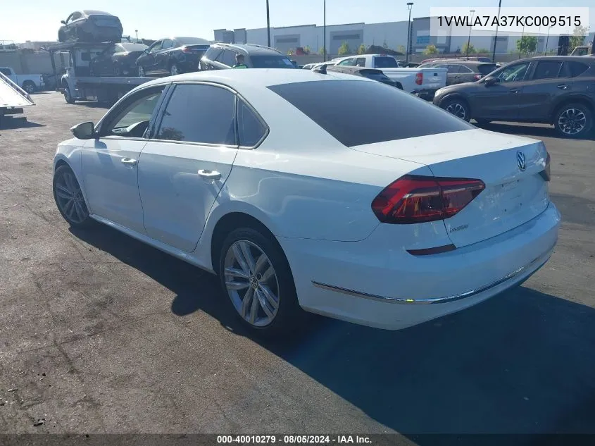 2019 Volkswagen Passat 2.0T Wolfsburg Edition VIN: 1VWLA7A37KC009515 Lot: 40010279