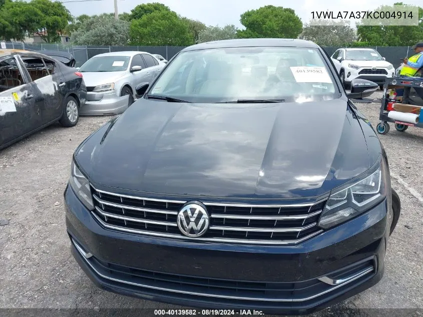 2019 Volkswagen Passat 2.0T Wolfsburg Edition VIN: 1VWLA7A37KC004914 Lot: 40139582