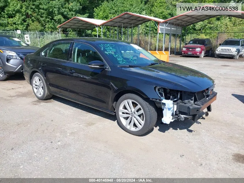 1VWLA7A34KC006538 2019 Volkswagen Passat 2.0T Wolfsburg Edition