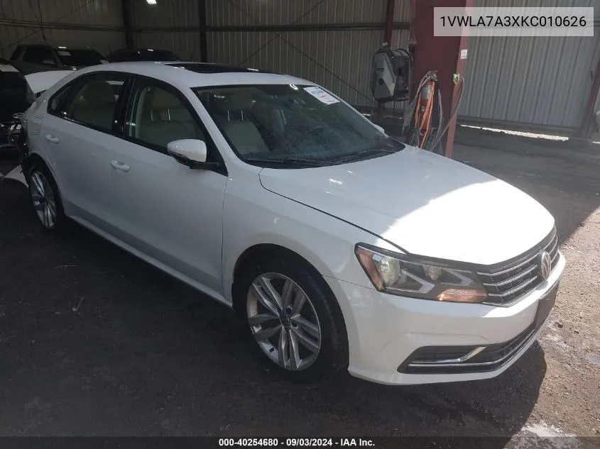 2019 Volkswagen Passat 2.0T Wolfsburg Edition VIN: 1VWLA7A3XKC010626 Lot: 40254680