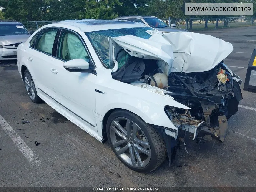 1VWMA7A30KC000109 2019 Volkswagen Passat Se R-Line