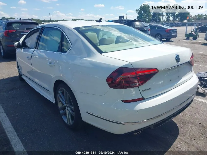 1VWMA7A30KC000109 2019 Volkswagen Passat Se R-Line