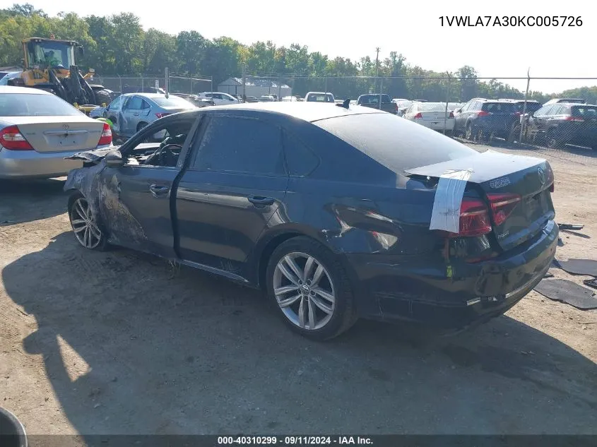 1VWLA7A30KC005726 2019 Volkswagen Passat Wolfsburg