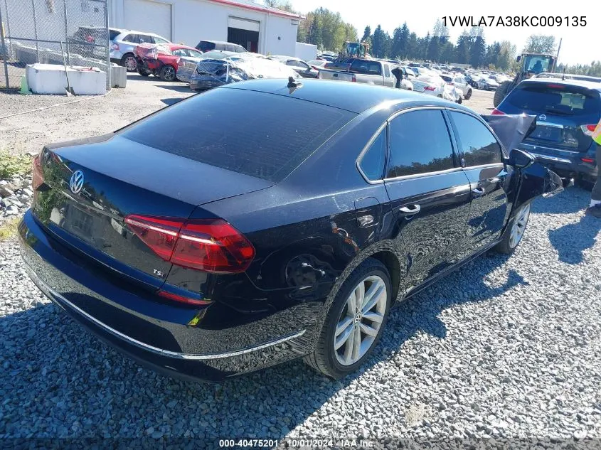 2019 Volkswagen Passat Wolfsburg VIN: 1VWLA7A38KC009135 Lot: 40475201