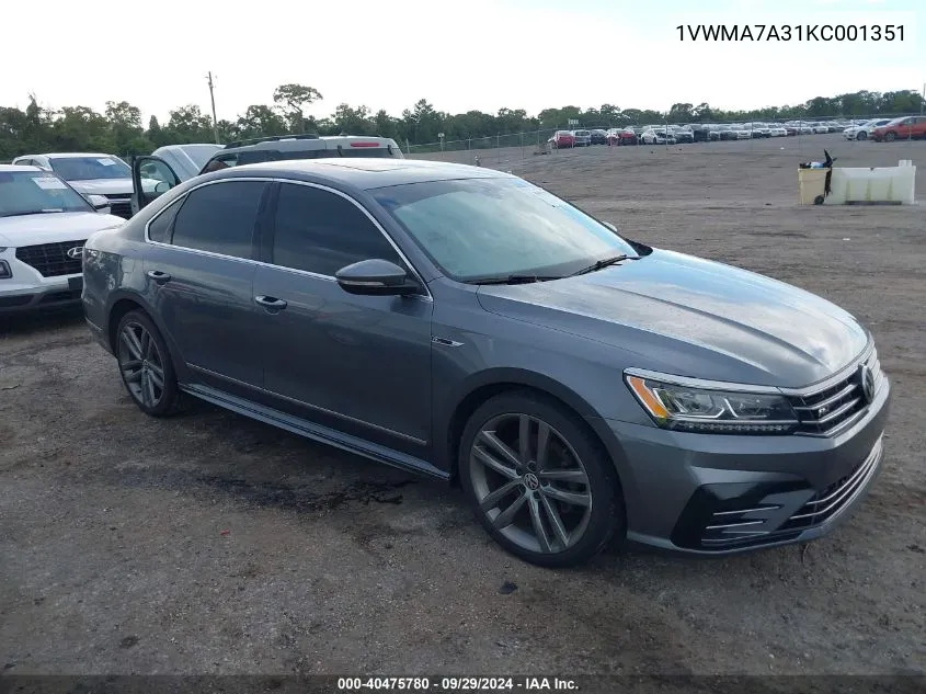 2019 Volkswagen Passat 2.0T Se R-Line VIN: 1VWMA7A31KC001351 Lot: 40475780