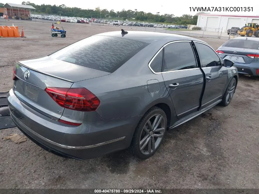 2019 Volkswagen Passat 2.0T Se R-Line VIN: 1VWMA7A31KC001351 Lot: 40475780