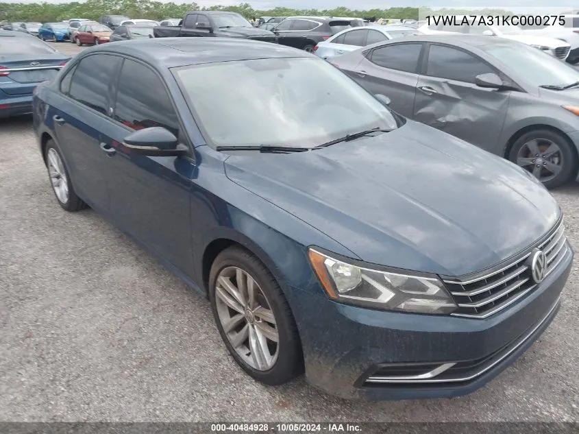 2019 Volkswagen Passat Wolfsburg VIN: 1VWLA7A31KC000275 Lot: 40484928