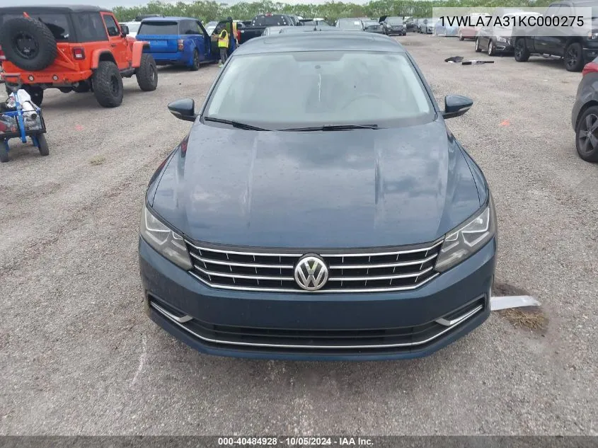 2019 Volkswagen Passat Wolfsburg VIN: 1VWLA7A31KC000275 Lot: 40484928