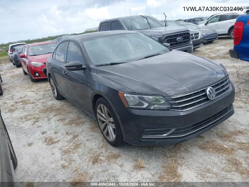 2019 Volkswagen Passat Wolfsburg VIN: 1VWLA7A30KC012496 Lot: 40502443