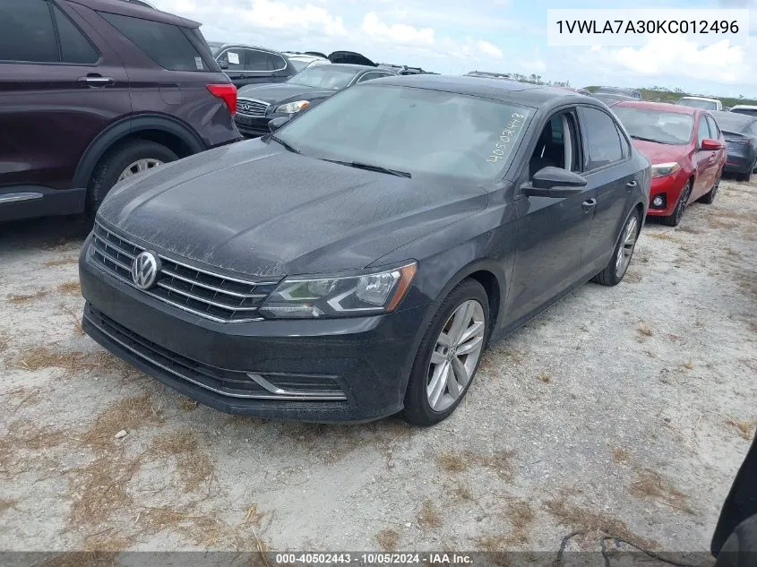 2019 Volkswagen Passat Wolfsburg VIN: 1VWLA7A30KC012496 Lot: 40502443