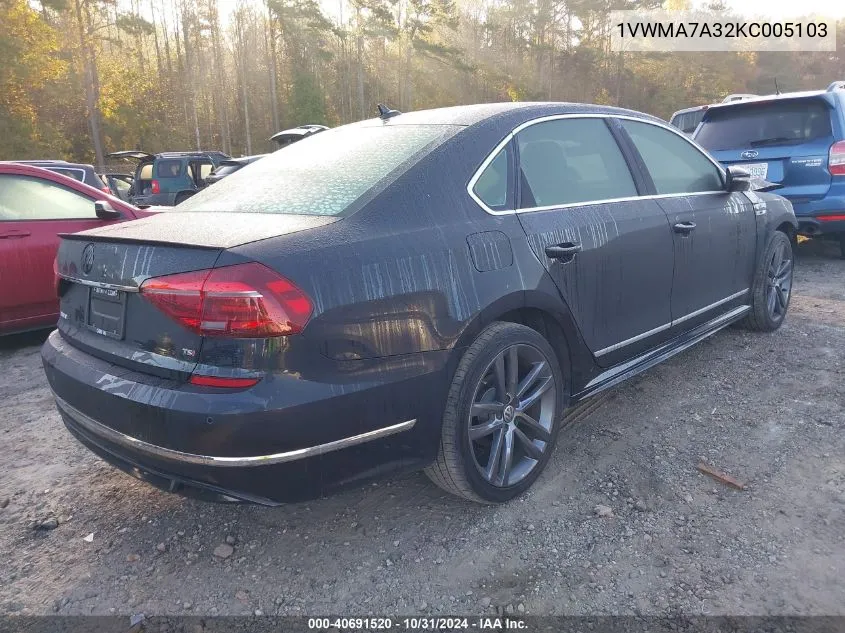 2019 Volkswagen Passat 2.0T Se R-Line VIN: 1VWMA7A32KC005103 Lot: 40691520