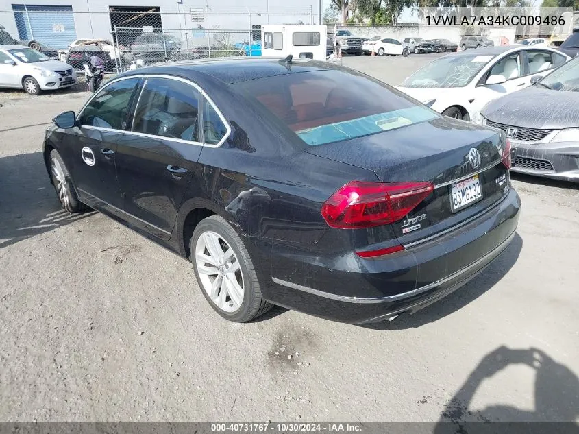 2019 Volkswagen Passat 2.0T Wolfsburg Edition VIN: 1VWLA7A34KC009486 Lot: 40731767