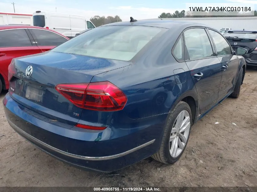 2019 Volkswagen Passat 2.0T Wolfsburg Edition VIN: 1VWLA7A34KC010184 Lot: 40905755